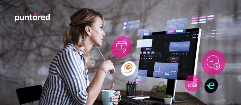 Equipo financiero en oficina usando plataforma digital B2B para pagos masivos automatizados con trazabilidad, seguridad y confirmación en tiempo real.